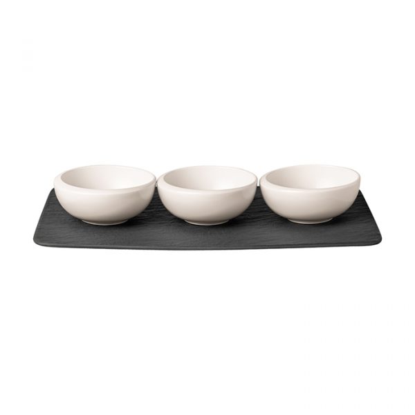 NewMoon Dip bowl Set - сет од 3 длабоки сада и даска