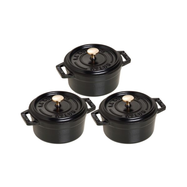 Staub, La Cocotte – сет од 3 тенџериња, 14см, Black