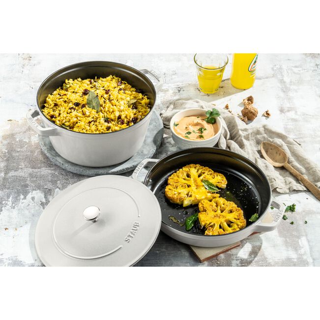 Staub Stackable set - тенџере и тава со капак, 24 см, white truffle - слика 2
