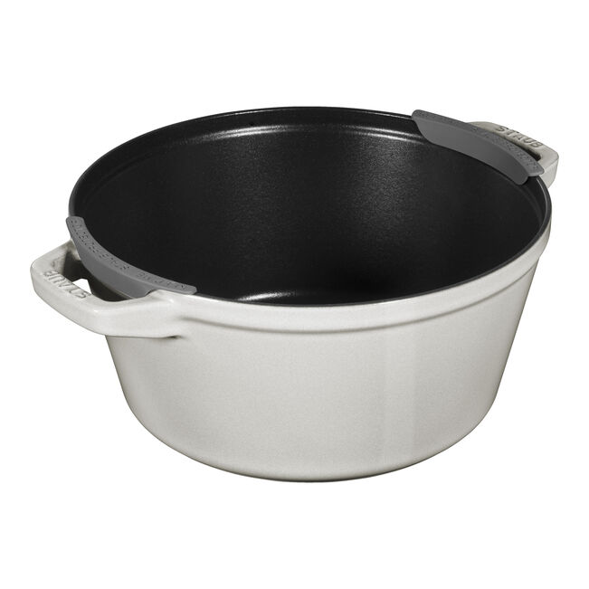 Staub Stackable set - тенџере и тава со капак, 24 см, white truffle - слика 5