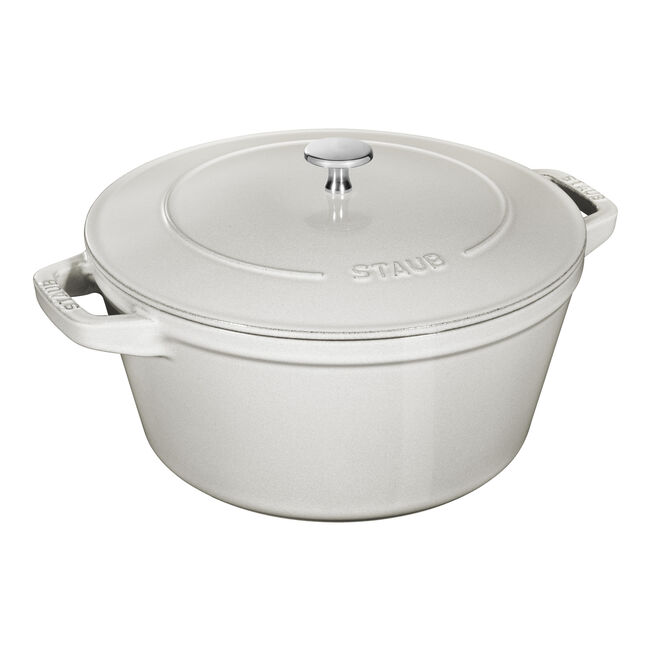 Staub Stackable set - тенџере и тава со капак, 24 см, white truffle - слика 6