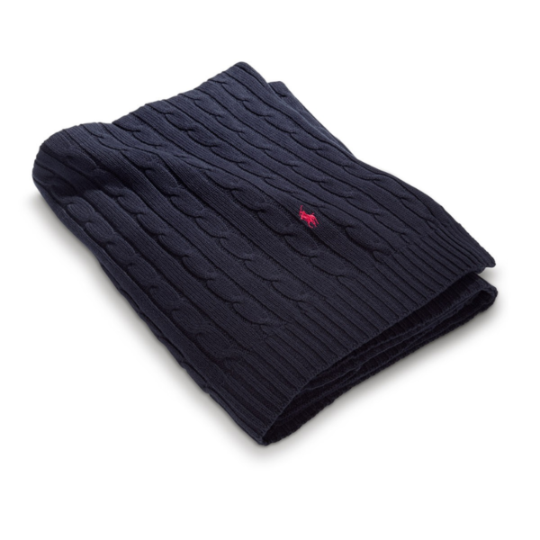 RALPH LAUREN CABLE Navy - прекривач 130х180